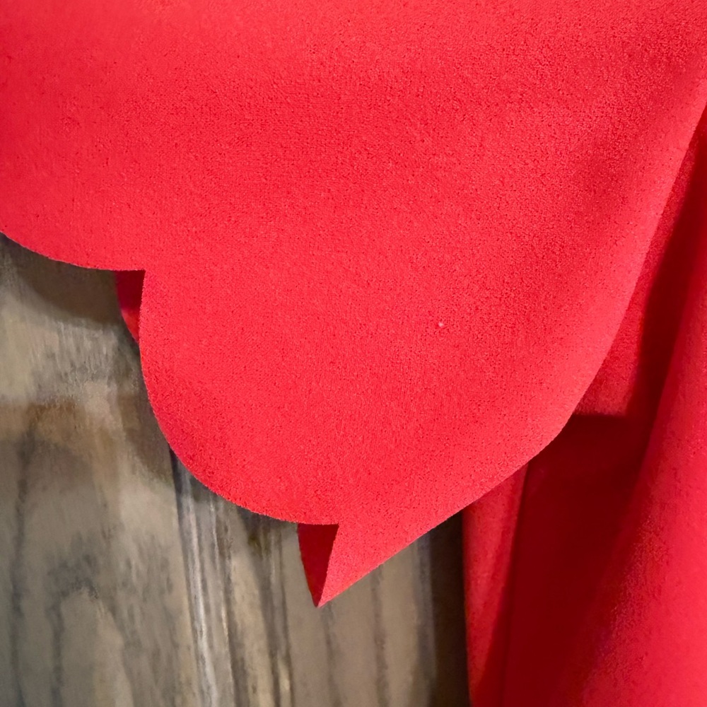Vibrant Scarlet Scalloped Mini Dress - Picture 3 of 4